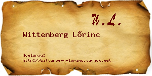 Wittenberg Lőrinc névjegykártya